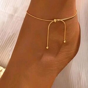 Delicate Gold Anklet with Slider Beads